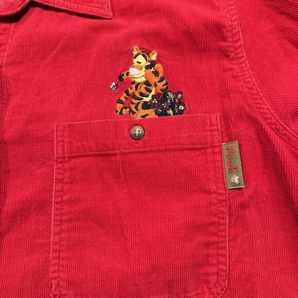 Vintage Disney Winnie Pooh Top Corduroy Y2K Retro 90s Cottage Button Red 14/16 - Picture 5 of 8